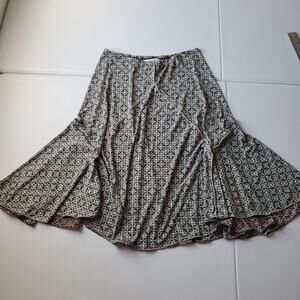 Y2K Fairy Grunge Skirt Womens XS Green Brown Whimsigoth Flare Jersey Knit Boho